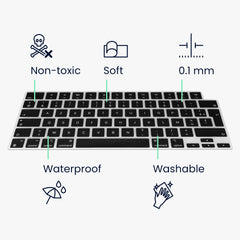 Silikon Tastaturschutz AZERTY (Frankreich Belgien) kompatibel mit Apple Macbook Air 15 M3 2024 A3114 - Schwarz