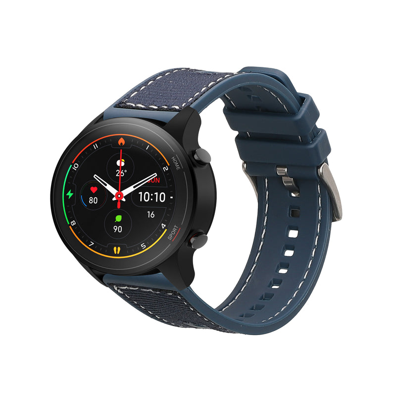 kwmobile Armband kompatibel mit Xiaomi Mi Watch Color Sport / S1 Active Band - Aus Nylon und Silikon - Fitnesstracker Sportarmband Dunkelblau - Innenmaße 14 - 22 cm Dunkelblau  