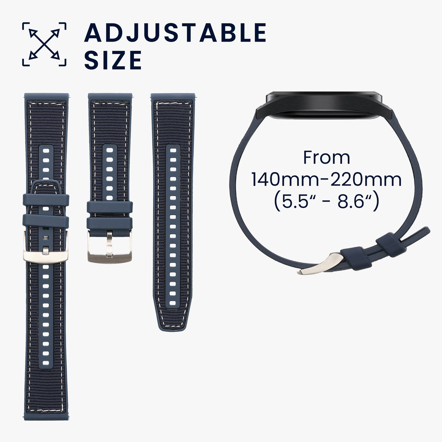 kwmobile Armband kompatibel mit Xiaomi Mi Watch Color Sport / S1 Active Band - Aus Nylon und Silikon - Fitnesstracker Sportarmband - Innenmaße 14 - 22 cm