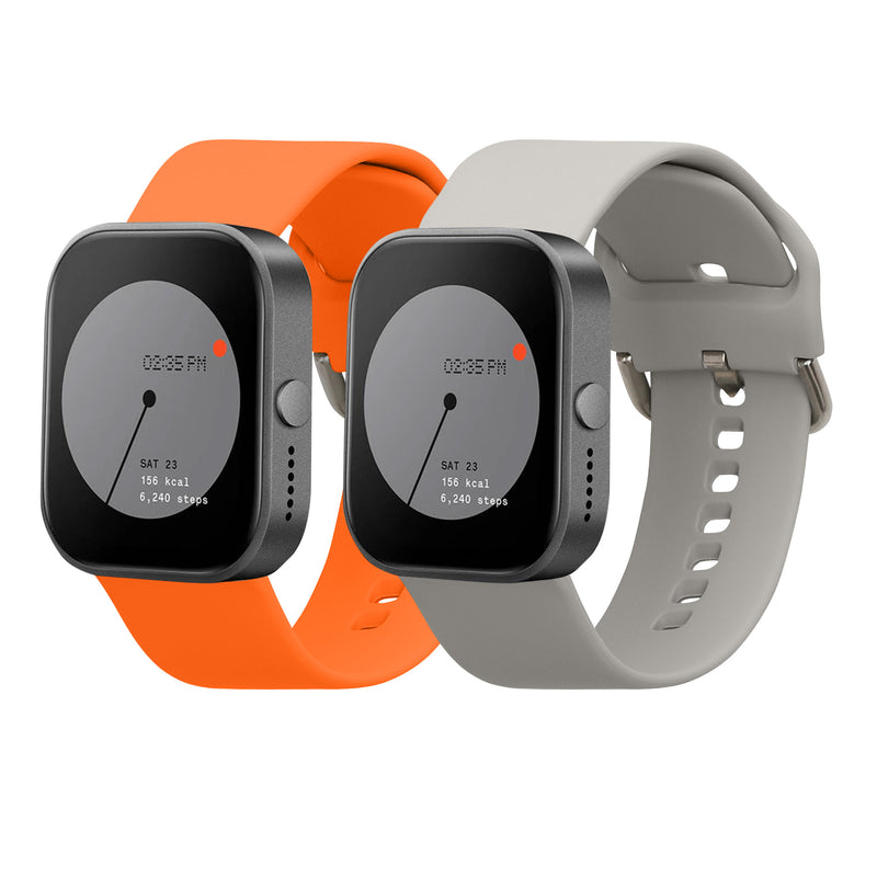 kwmobile 2x Uhrenarmband für CMF by Nothing Watch Pro (D395) Armband - Fitnesstracker Band Set aus TPU Silikon - Ersatzarmband Smartwatch - Grau Orange Grau  [dsg02]