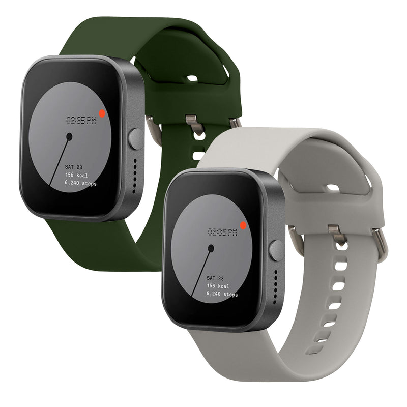kwmobile 2x Uhrenarmband für CMF by Nothing Watch Pro (D395) Armband - Fitnesstracker Band Set aus TPU Silikon - Ersatzarmband Smartwatch - Grau Dunkelgrün Grau  [dsg04]