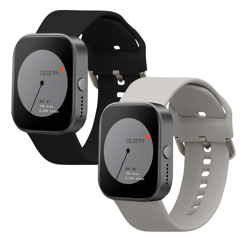 kwmobile 2x Uhrenarmband für CMF by Nothing Watch Pro (D395) Armband - Fitnesstracker Band Set aus TPU Silikon - Ersatzarmband Smartwatch - Schwarz Grau Schwarz  [dsg06]