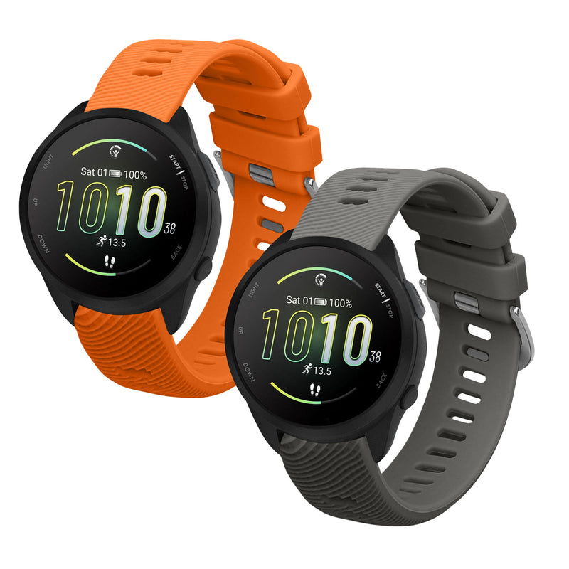 kwmobile 2x Sportarmband kompatibel mit Garmin Forerunner 165 / Forerunner 165 Music Armband - Fitnesstracker Band Set aus TPU Silikon Grau  [dsg04]