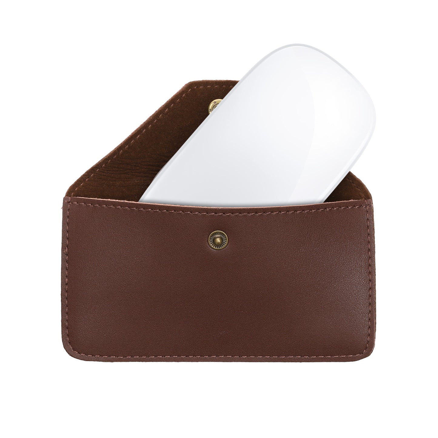 kwmobile Maus Schutzhülle kompatibel mit Apple Magic Mouse / ThinkPad Mouse / Pebble Mouse / Xiaomi Mouse Hülle - Leder Hülle für PC Mouse - Echtleder Cover für Computer Maus - Dunkelbraun Dunkelbraun  