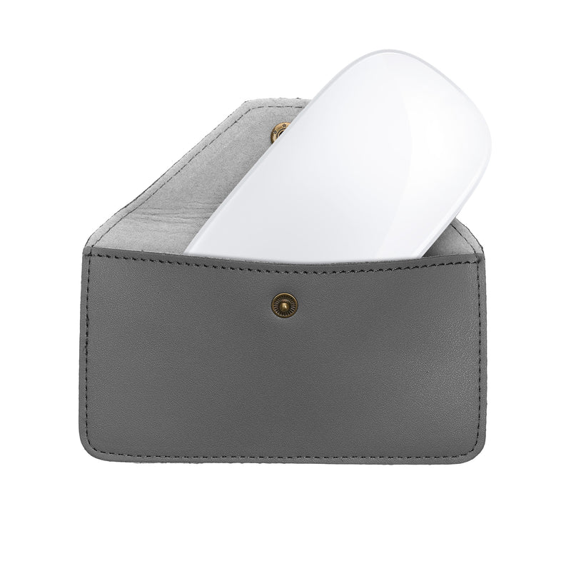 kwmobile Maus Schutzhülle kompatibel mit Apple Magic Mouse / ThinkPad Mouse / Pebble Mouse / Xiaomi Mouse Hülle - Leder Hülle für PC Mouse - Echtleder Cover für Computer Maus - Grau Grau  