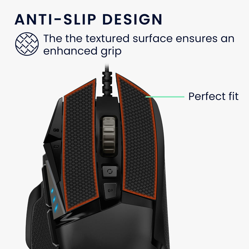 kwmobile Gaming Maus Grip Tape für Logitech G502 Mouse Grip Tape Rutschfestes Griffband für PC Maus