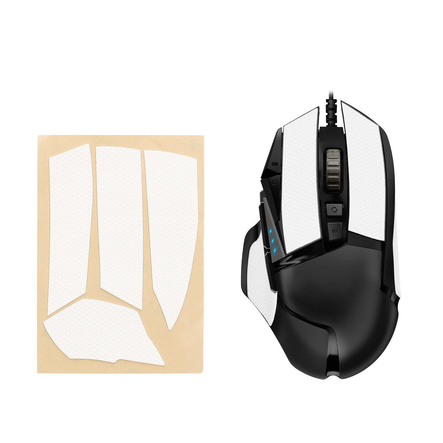 kwmobile Gaming Maus Grip Tape kompatibel mit Logitech G502 Maus - Rutschfestes Griffband für PC Maus - Weiß Weiß  