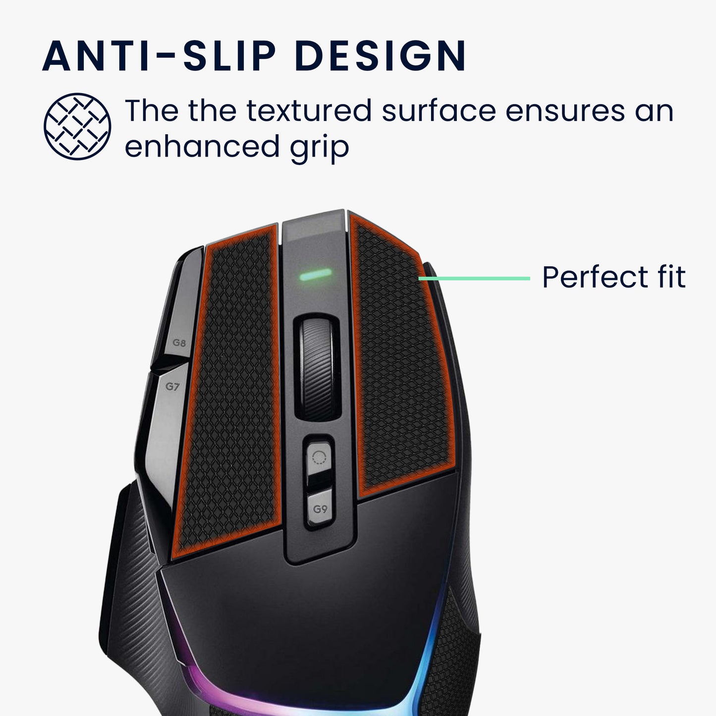 kwmobile Gaming Maus Grip Tape für Logitech G502 X Plus Mouse Grip Tape Rutschfestes Griffband für PC Maus