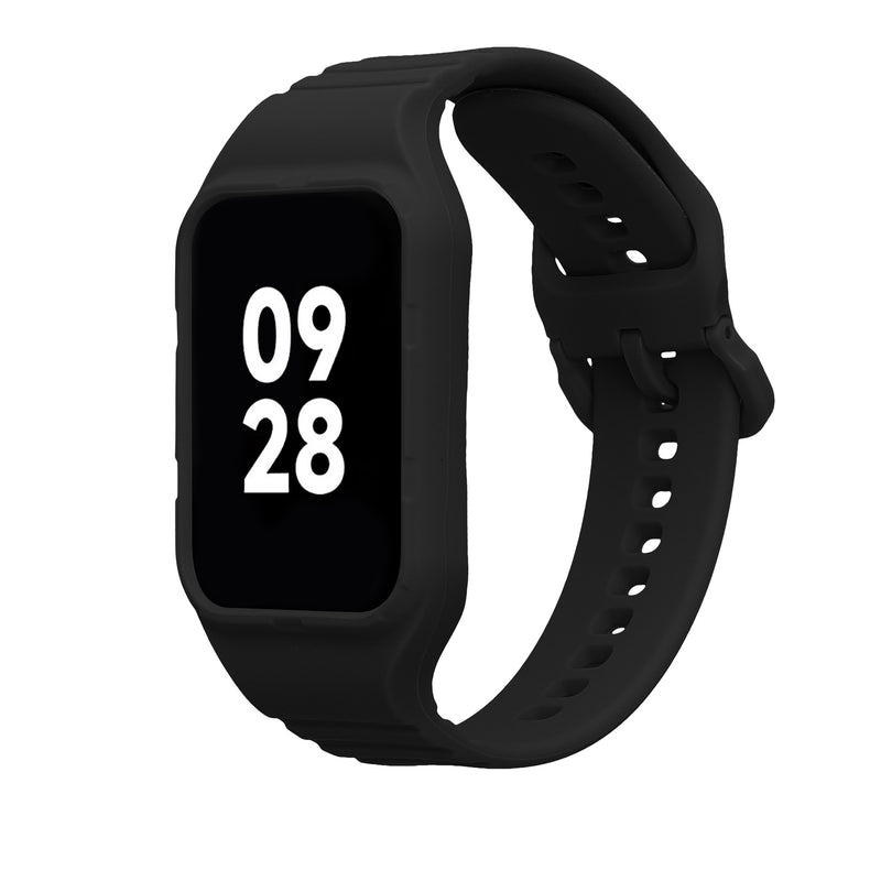 kwmobile Sportarmband kompatibel mit Xiaomi Smart Band 8 Pro / Band 9 Pro / Redmi Watch 5 / Redmi Watch 4 - Armband TPU Silikon für Fitnesstracker - mit Schutz Bumper Schwarz Schwarz  