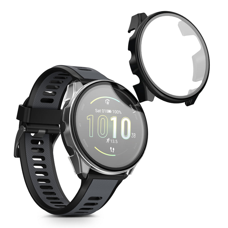 kwmobile Cover kompatibel mit Garmin Forerunner 165 / Forerunner 165 Music Hülle Fullbody Fitnesstracker Case Set aus Glas