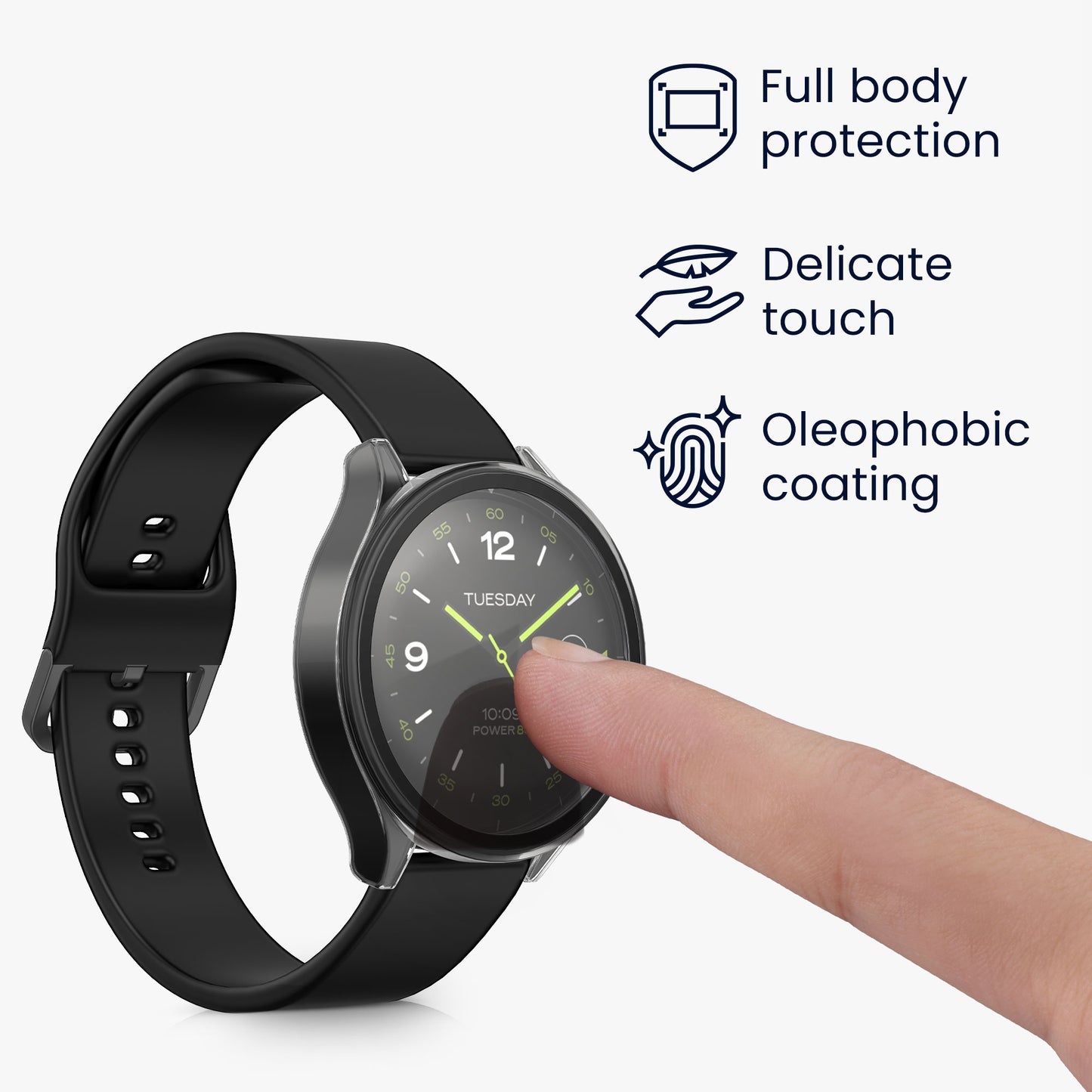 kwmobile Glas Hülle für Xiaomi Watch 2 Schutzhülle Fullbody Fitnesstracker Case Set