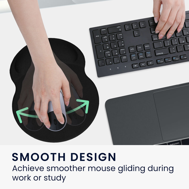 kwmobile Mauspad mit Handgelenkstütze - Mausunterlage mit Handgelenkauflage aus Polyester und Silikon - Maus Pad mit Handballenauflage Büro Gaming Schreibtisch