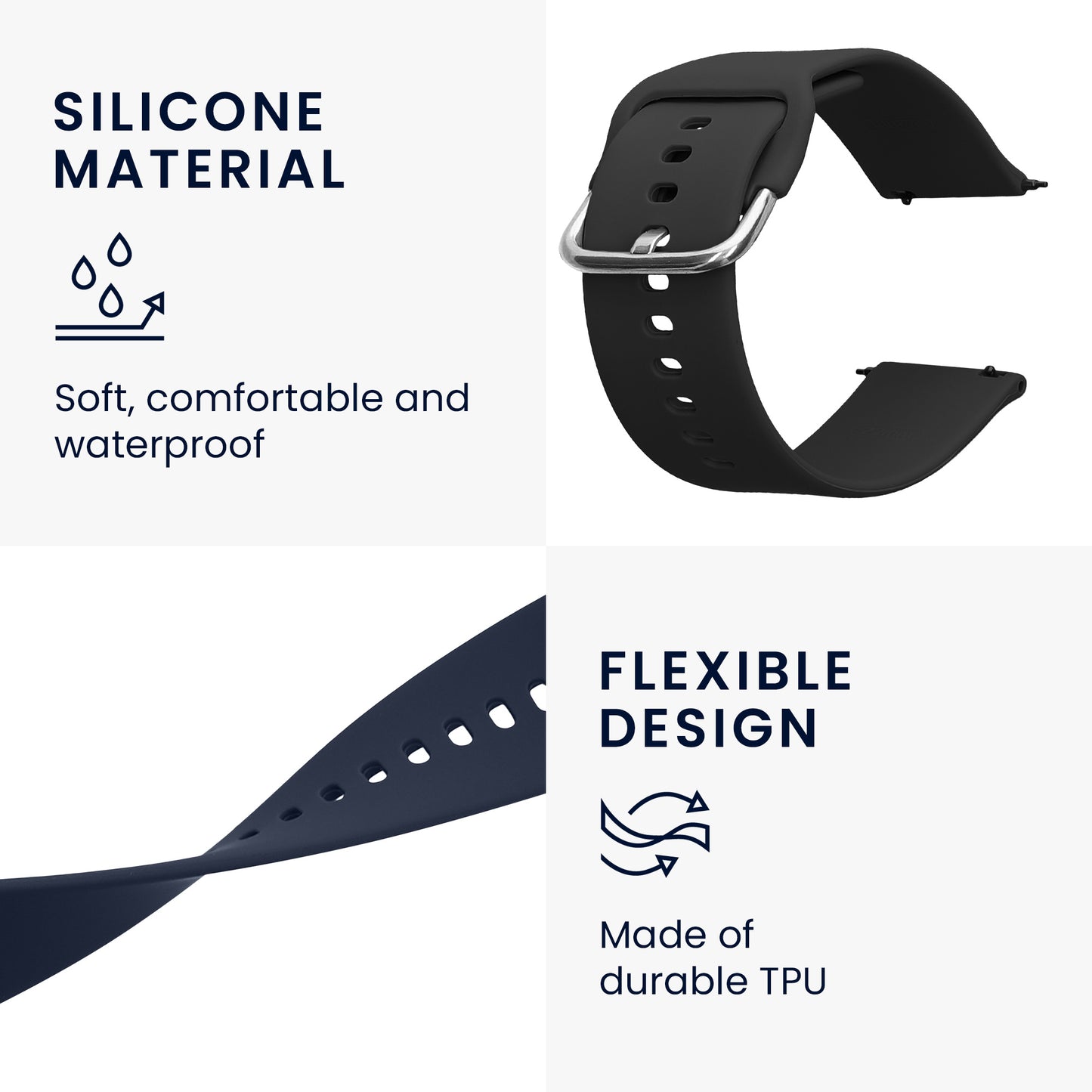 kwmobile Uhrenarmband für Xiaomi Watch 2 / OPPO Watch X / Oneplus 2 Armband - Fitnesstracker Band Set - Ersatzarmband Smartwatch