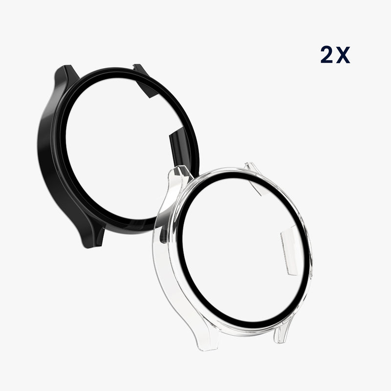 kwmobile Glas Hülle für OnePlus Watch 2 / OPPO Watch X Schutzhülle Fullbody Fitnesstracker Case Set