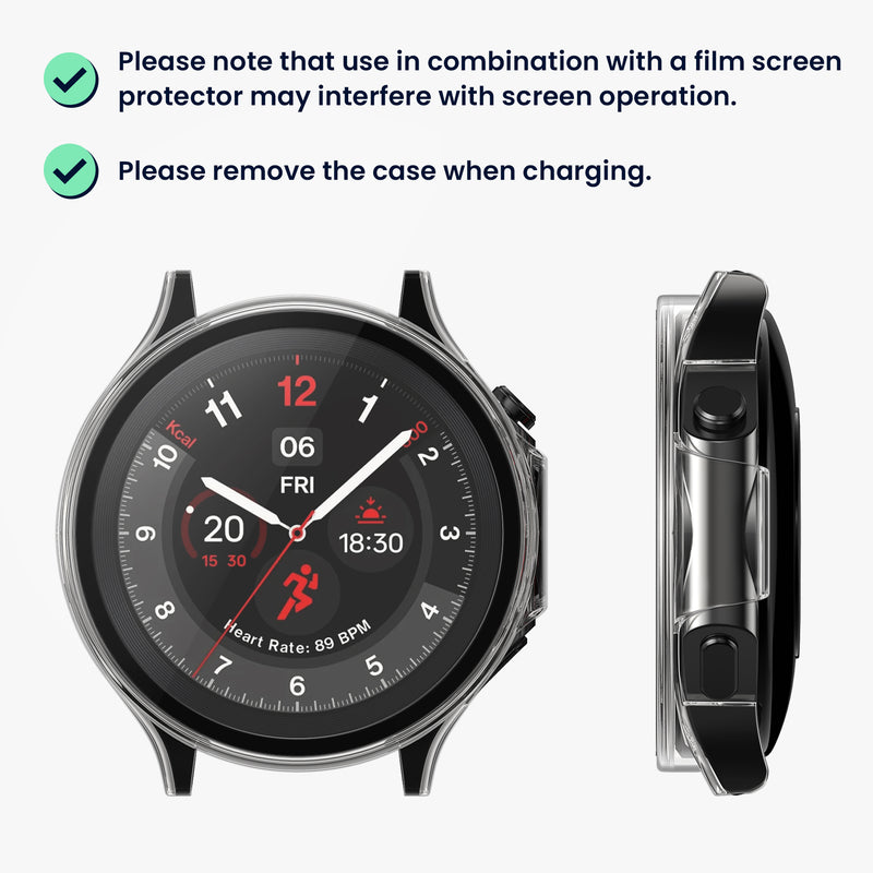 kwmobile Glas Hülle für OnePlus Watch 2 / OPPO Watch X Schutzhülle Fullbody Fitnesstracker Case Set