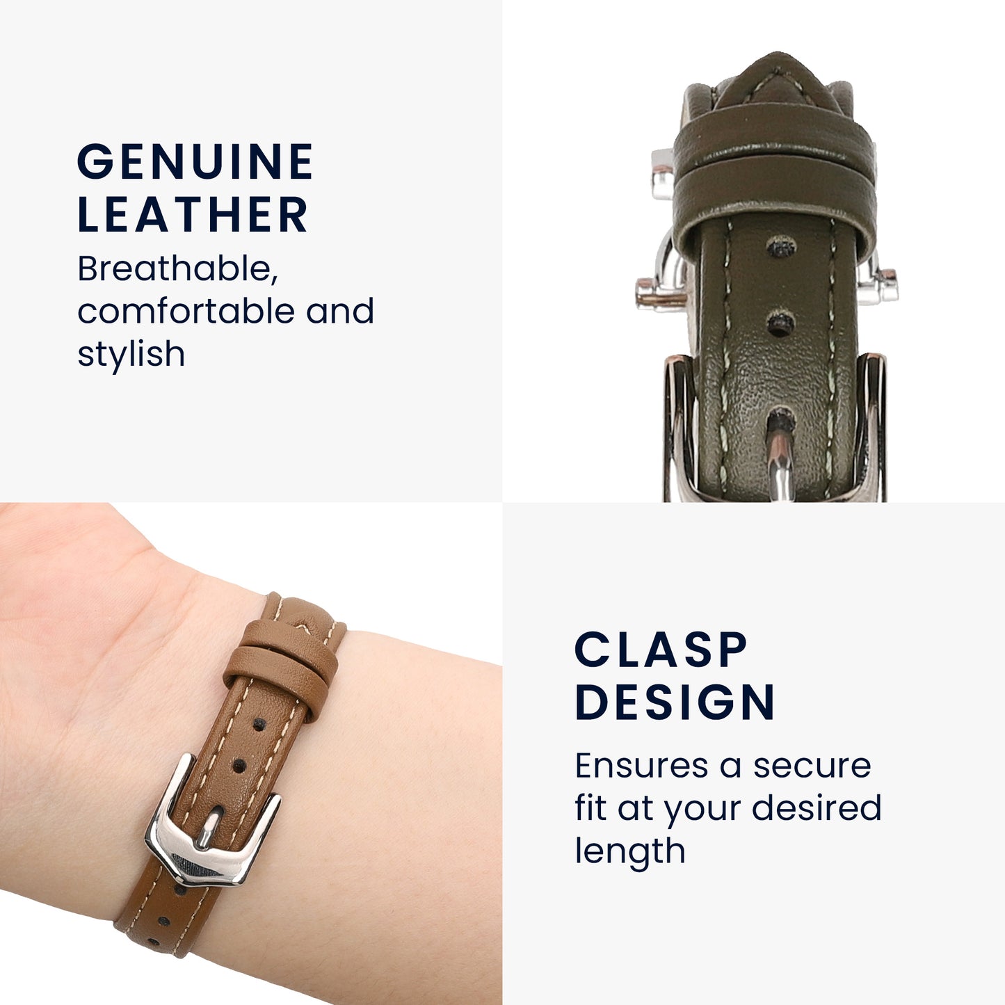 kwmobile Echtleder Uhrenarmband für Huami 22mm Amazfit Bip 6 / Bip 5 Unity / Bip 5 / GTS 3 / Balance 2 / Helio Strap Armband - Ersatzarmband für Fitnesstracker - Wechselarmband Smartwatch
