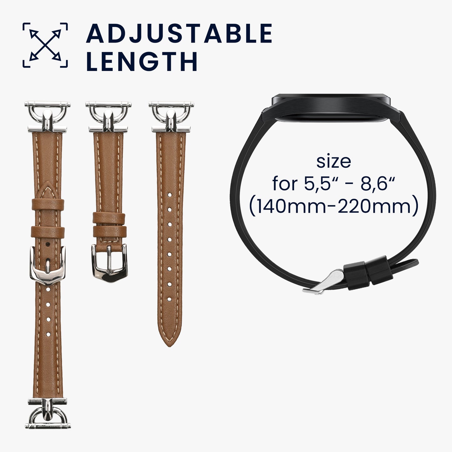 kwmobile Echtleder Uhrenarmband für Xiaomi Watch S1 Active / S1 Pro / S2 / S3 / Watch 2 Pro Armband - Ersatzarmband für Fitnesstracker - Wechselarmband Smartwatch