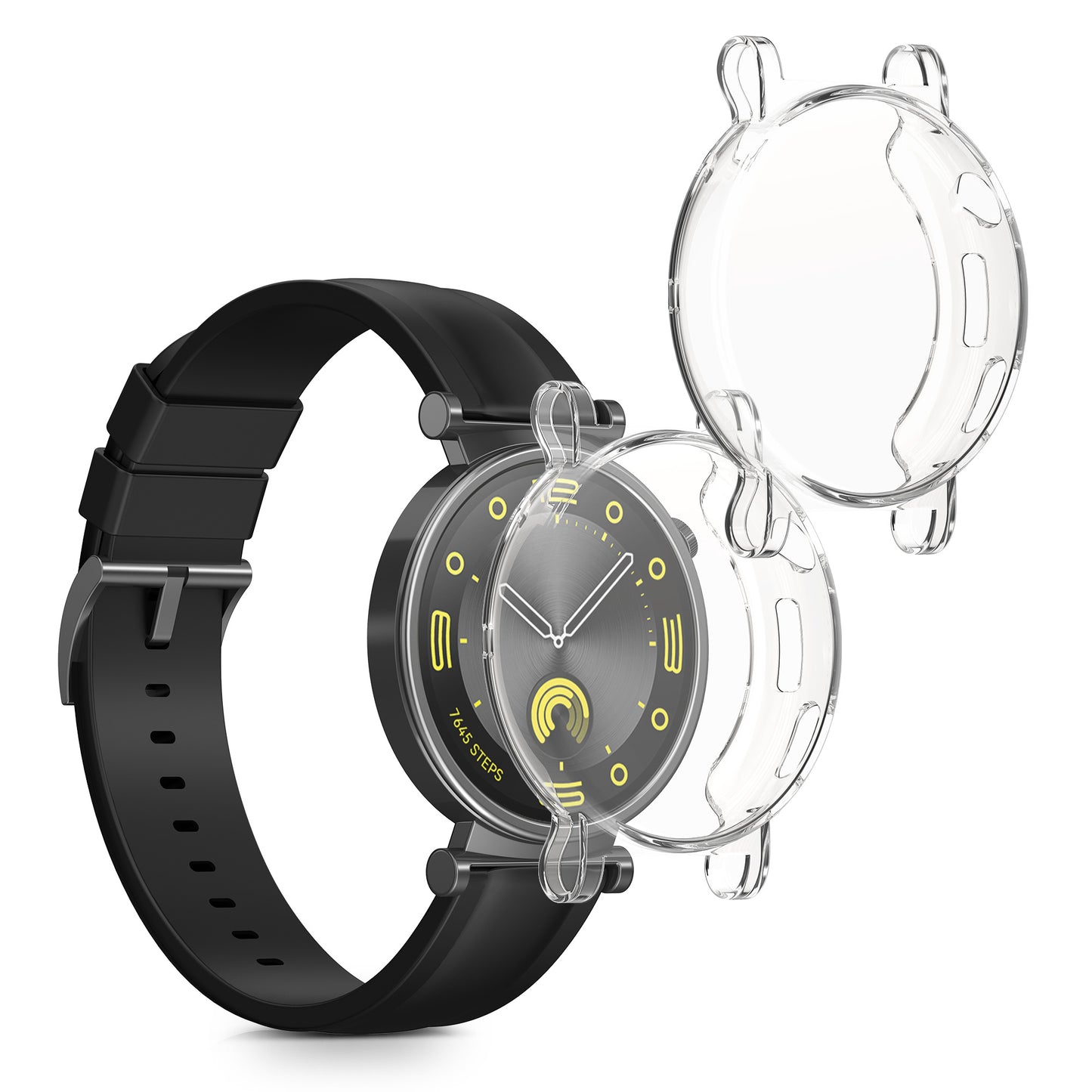 kwmobile 2x Schutzhülle kompatibel mit Huawei Watch GT4 41mm Hülle - Fullbody Cover Set aus Silikon - Transparent Transparent  [dsg01]