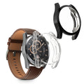 kwmobile 2x Schutzhülle kompatibel mit Huawei Watch GT 3 (46mm) Hülle - Fullbody Cover Set aus Silikon - Transparent Schwarz Transparent  [dsg02]