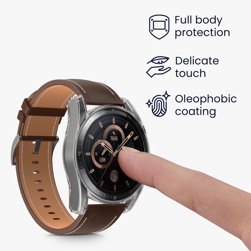 kwmobile Silikon Hülle für Huawei Watch GT 3 (46mm) Schutzhülle Fullbody Display Cover Set