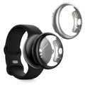 kwmobile 2x Schutzhülle kompatibel mit Google Pixel Watch 2 / Pixel Watch 1 Hülle - Fullbody Cover Set aus Silikon - Schwarz Silber Schwarz  [dsg03]