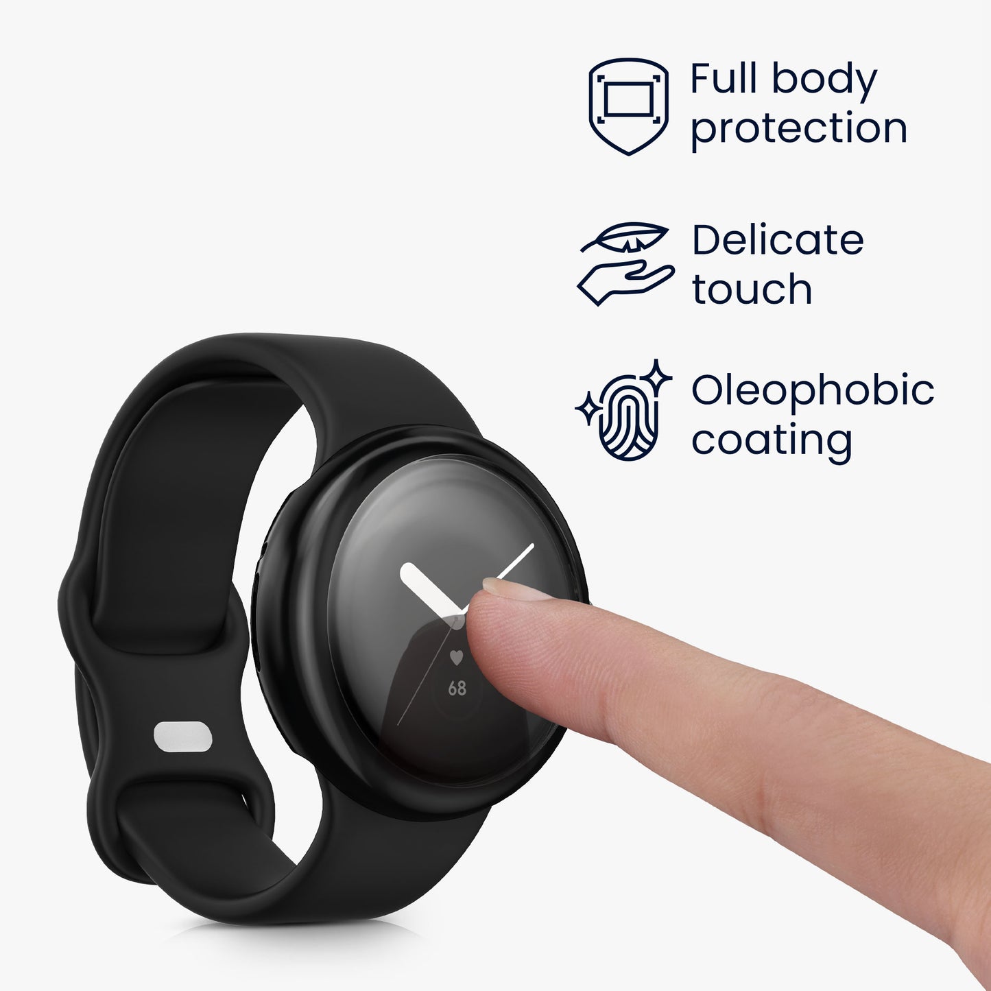 kwmobile Schutzhülle für Google Pixel Watch 2 / Pixel Watch 1 Fullbody Display Cover Set