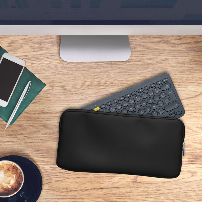 kwmobile Bluetooth Tastatur Cover kompatibel mit Logitech K380 Hülle - Nylon Schutzhülle für Keyboard - Nylon Tasche mit Zipper - Schwarz