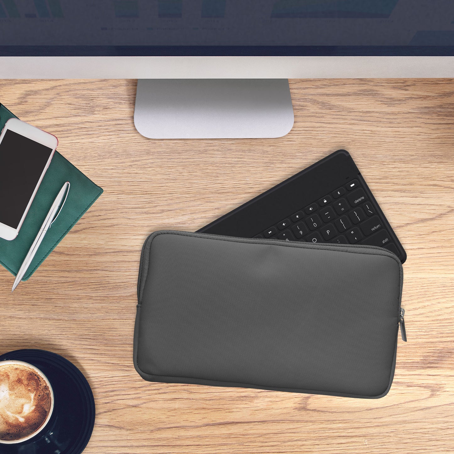 kwmobile Bluetooth Tastatur Cover kompatibel mit Logitech KEYS-TO-GO Hülle - Nylon Schutzhülle für Keyboard - Nylon Tasche mit Zipper - Dunkelgrau