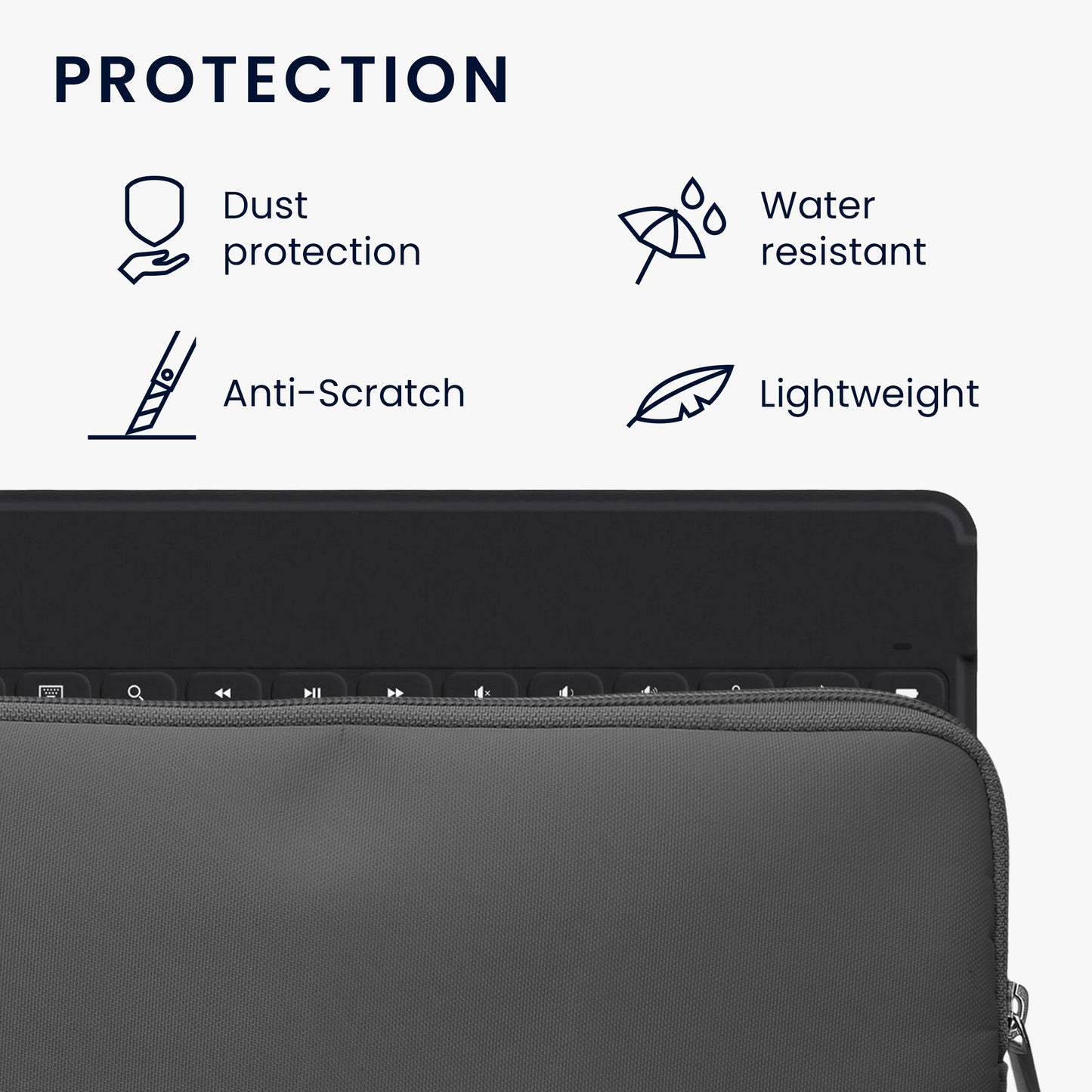 kwmobile Bluetooth Tastatur Cover kompatibel mit Logitech KEYS-TO-GO Hülle - Nylon Schutzhülle für Keyboard - Nylon Tasche mit Zipper - Dunkelgrau