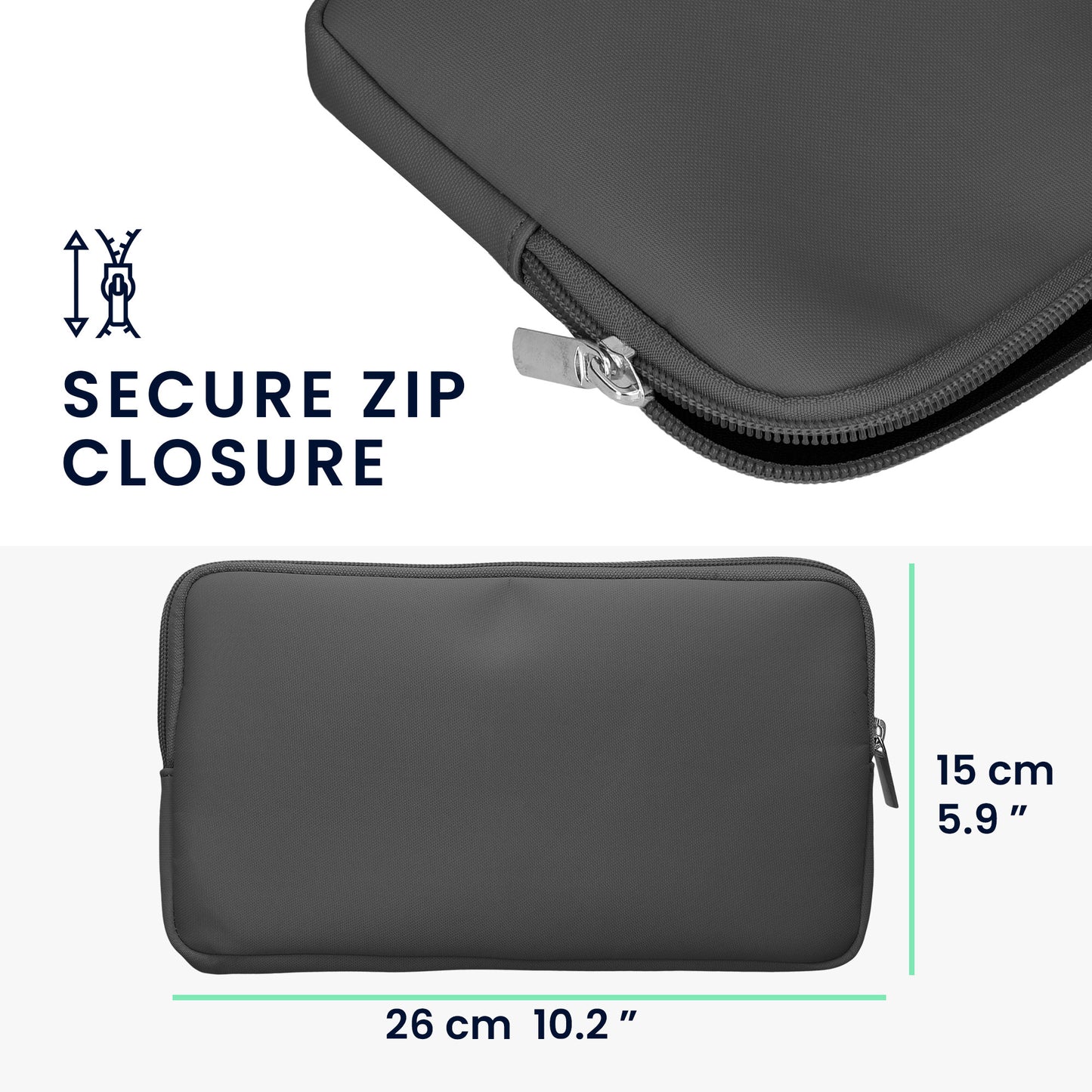 kwmobile Bluetooth Tastatur Cover kompatibel mit Logitech KEYS-TO-GO Hülle - Nylon Schutzhülle für Keyboard - Nylon Tasche mit Zipper - Dunkelgrau