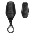 kwmobile Premium Leder Autoschlüssel Schutzhülle kompatibel mit BYD Atto 3 / Sealion / Han / Tang / Dolphin / Seal Hülle - Schlüssel Tasche - Schwarz Schwarz  [dsg02]