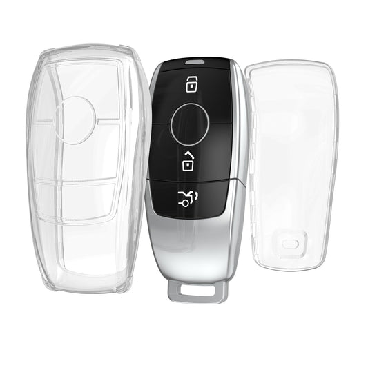 kwmobile Autoschlüssel Hülle kompatibel mit Mercedes Benz Smart Key Autoschlüssel (nur Keyless) - Schlüsselhülle Silikon Cover - Transparent Transparent  