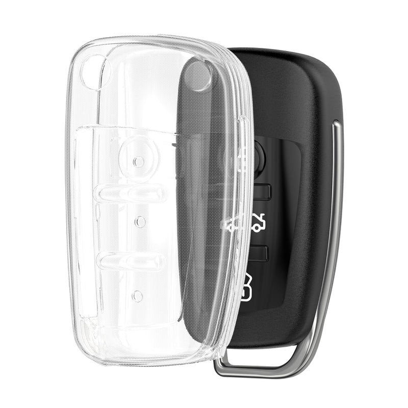 kwmobile Autoschlüssel Hülle kompatibel mit Audi 3-Tasten Klappschlüssel - Schlüsselhülle Silikon Cover - Transparent Transparent  [dsg01]