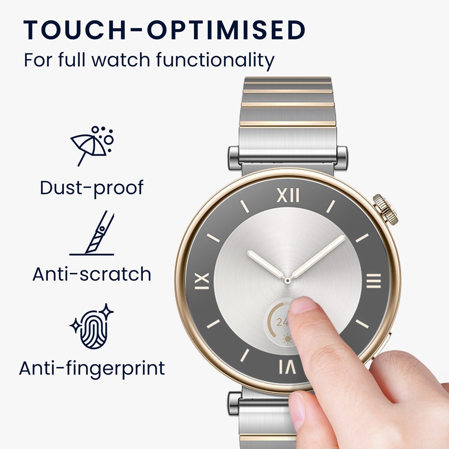 kwmobile Schutzglas kompatibel mit Huawei Watch GT4 41mm Folie - Hart Glas Schutzfolie für Smartwatch - Displayschutz für Fitness Tracker