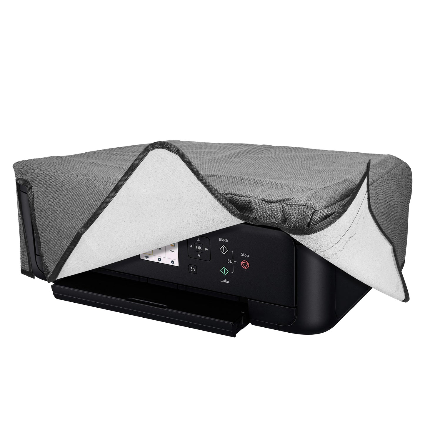kwmobile Drucker Schützhülle kompatibel mit Canon Pixma TS5150 / 5151 / MG 2555 / Pixma MG2551S Hülle - Printer Cover aus Leinen - Staubschutzhülle für Drucker - Dunkelgrau Dunkelgrau  