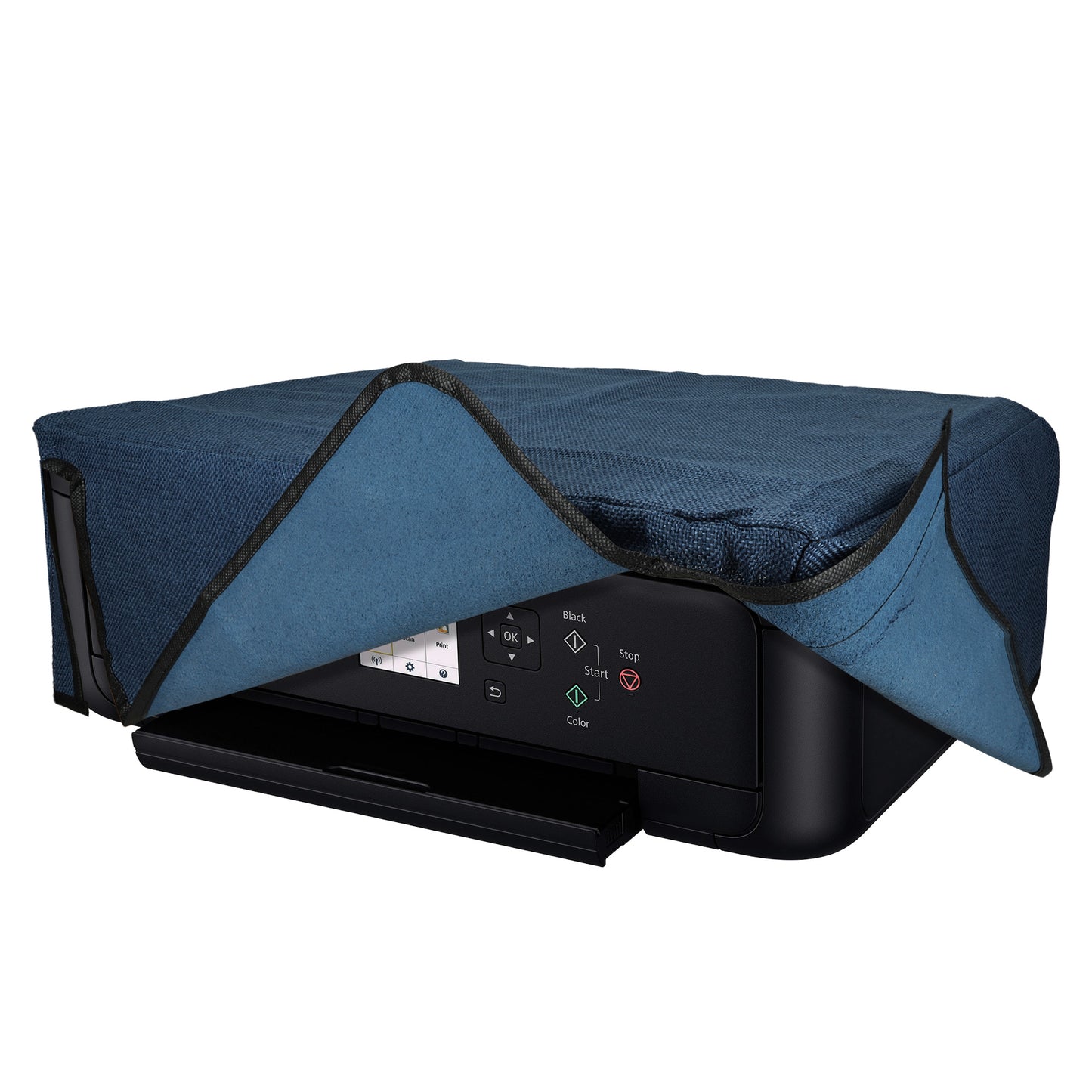 kwmobile Drucker Schützhülle kompatibel mit Canon Pixma TS5150 / 5151 / MG 2555 / Pixma MG2551S Hülle - Printer Cover aus Leinen - Staubschutzhülle für Drucker - Blaugrau Blaugrau  