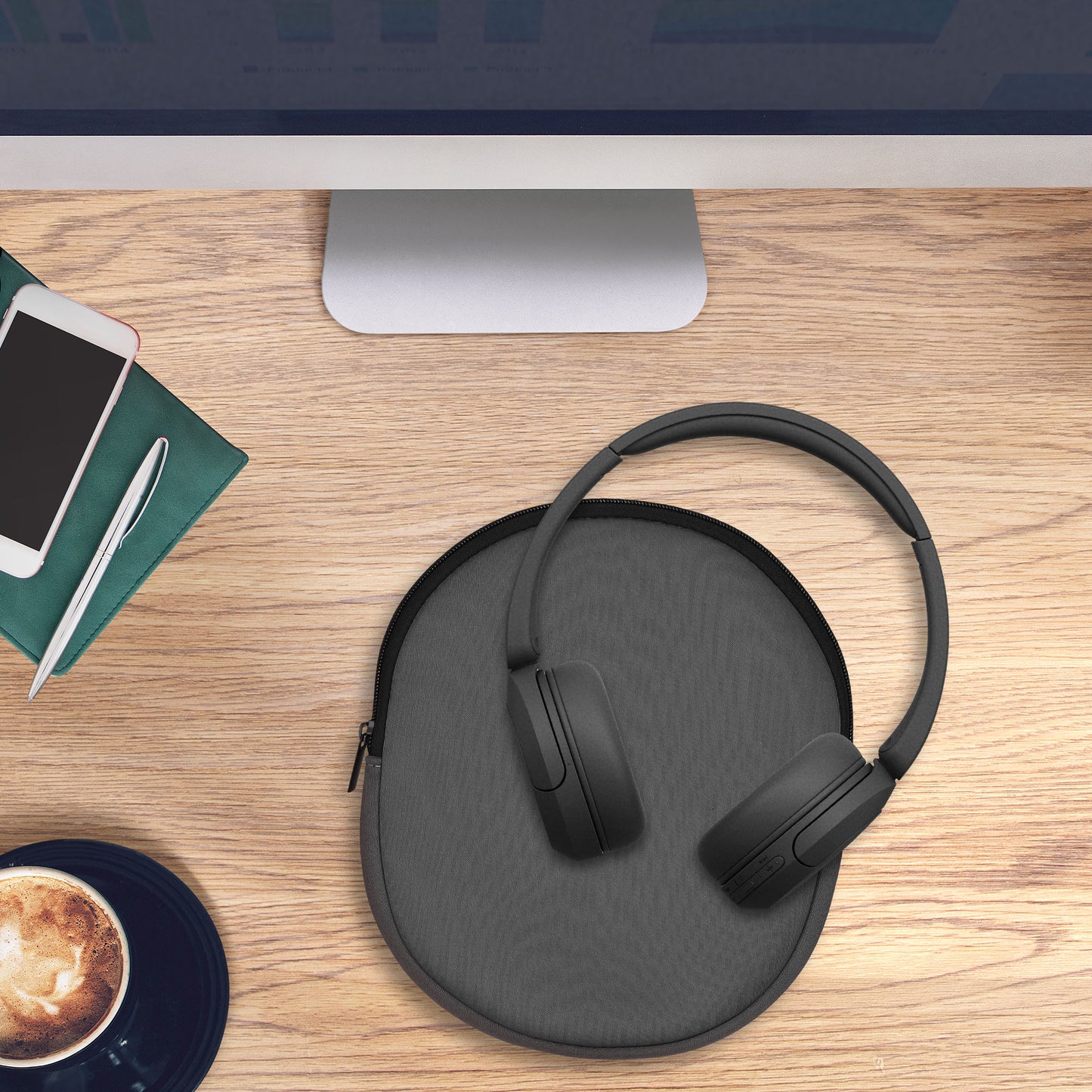 kwmobile Hülle kompatibel mit DOQAUS / H390 / WH-CH520 / WH-CH510 / Evolve 2 75 Tasche - Schutzhülle für Headset mit Innenfächern