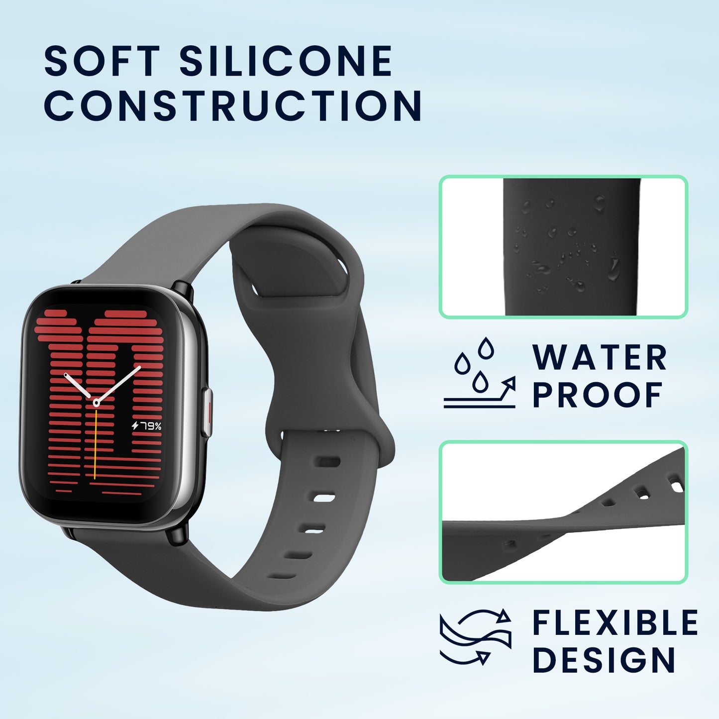 kwmobile Uhrenarmband für 20mm Amazfit Active 2 / 2 Square / Active Edge / Bip 3 / GTS 3 Armband Fitnesstracker Band Set Ersatzarmband Smartwatch