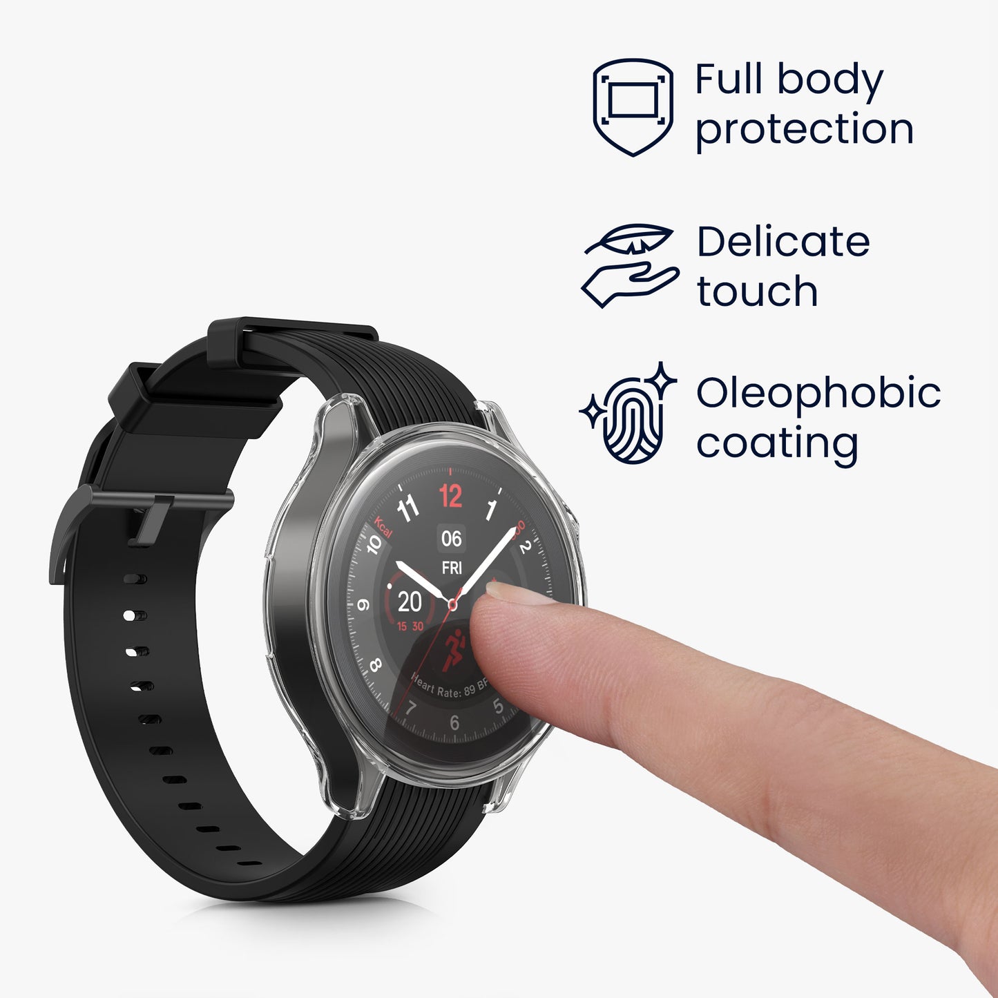 kwmobile Schutzhülle für OnePlus Watch 2 / OPPO Watch X Fullbody Display Cover Set