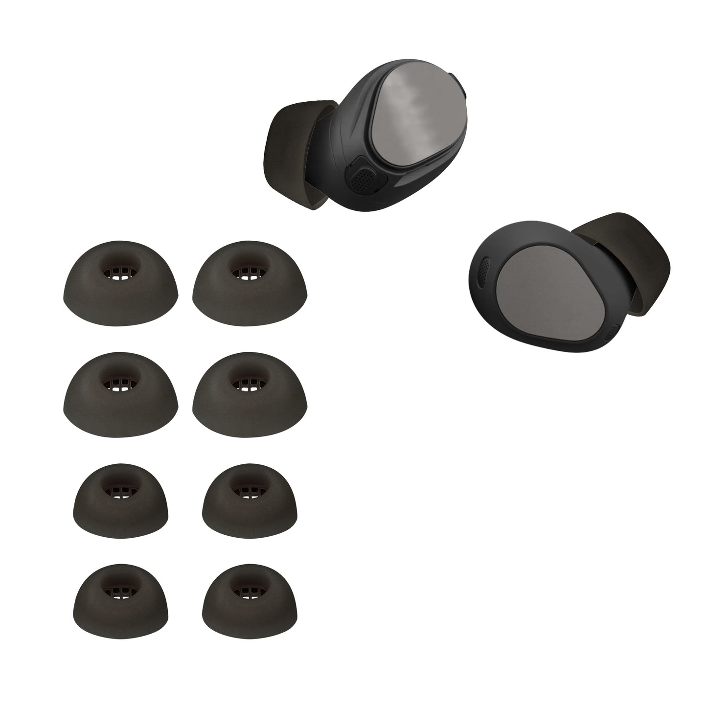 kwmobile 8x Ersatzpolster kompatibel mit Jabra Elite 10 / E10 - 4 Größen - Silikon Ersatz Ohrstöpsel In-Ear Kopfhörer - Polster Schwarz  