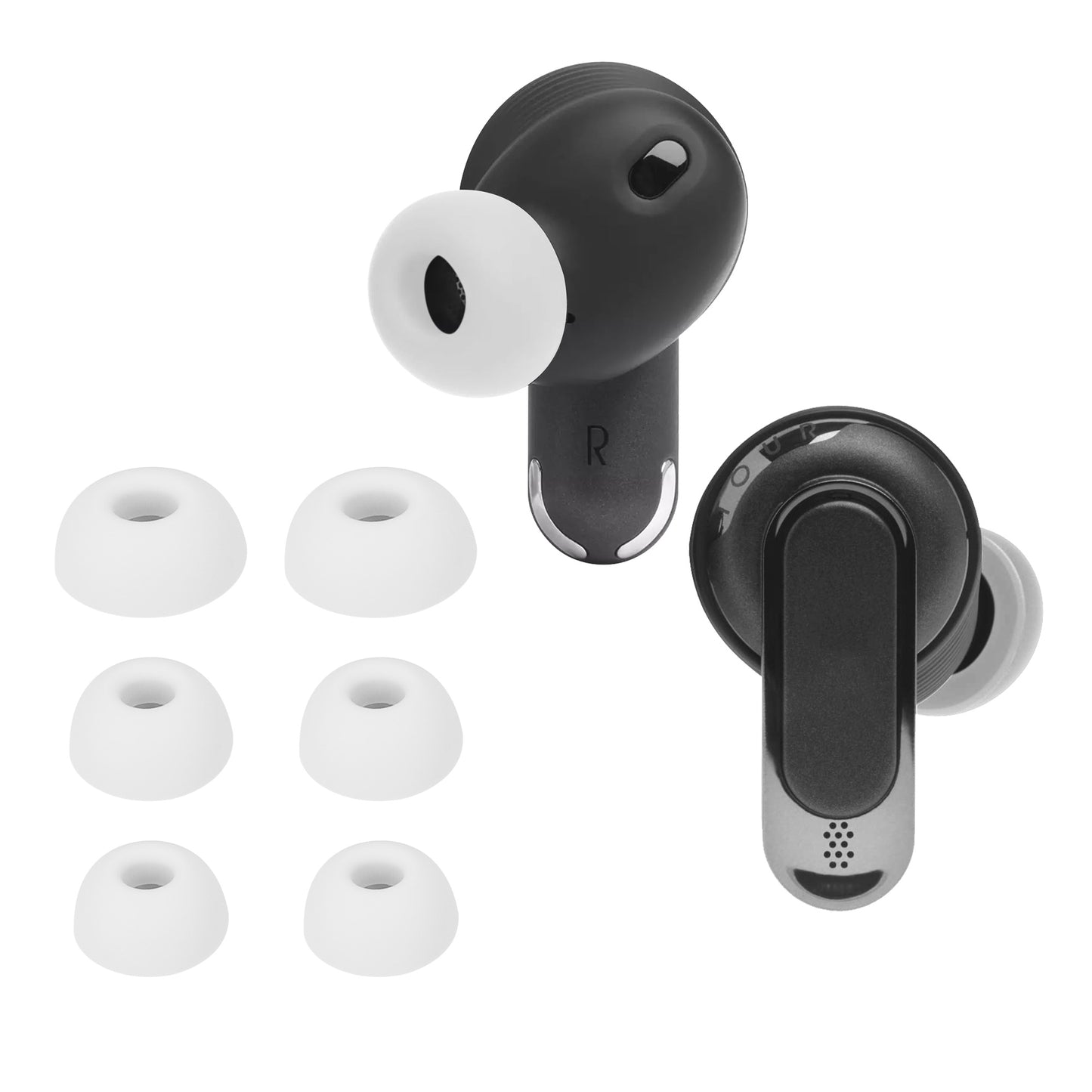 kwmobile 6x Polster kompatibel mit JBL Tour Pro 2 - 3 Größen - Silikon Ohrstöpsel In-Ear Kopfhörer Weiß  