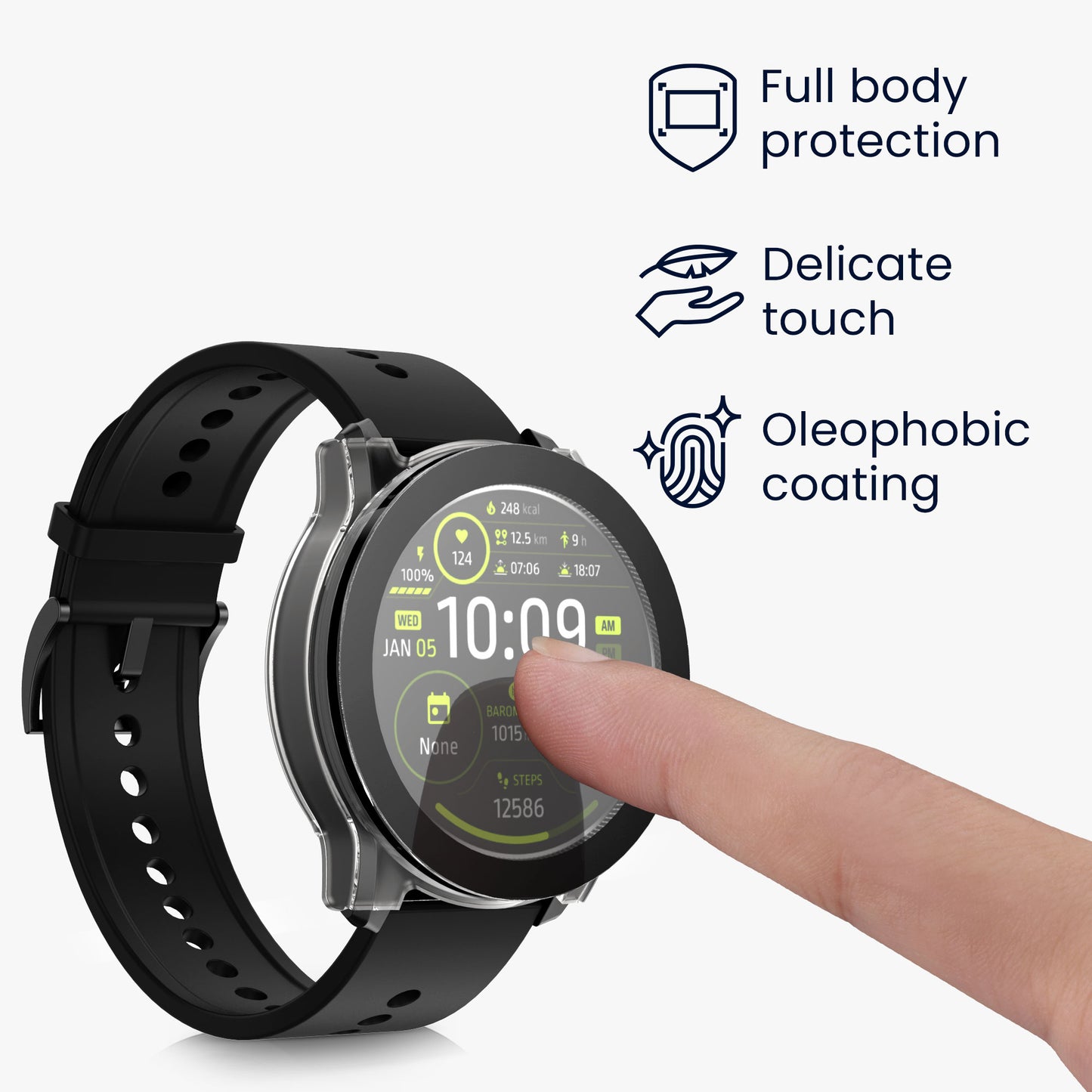 kwmobile Glas Hülle für Ticwatch Pro 5 Schutzhülle Fullbody Fitnesstracker Case Set