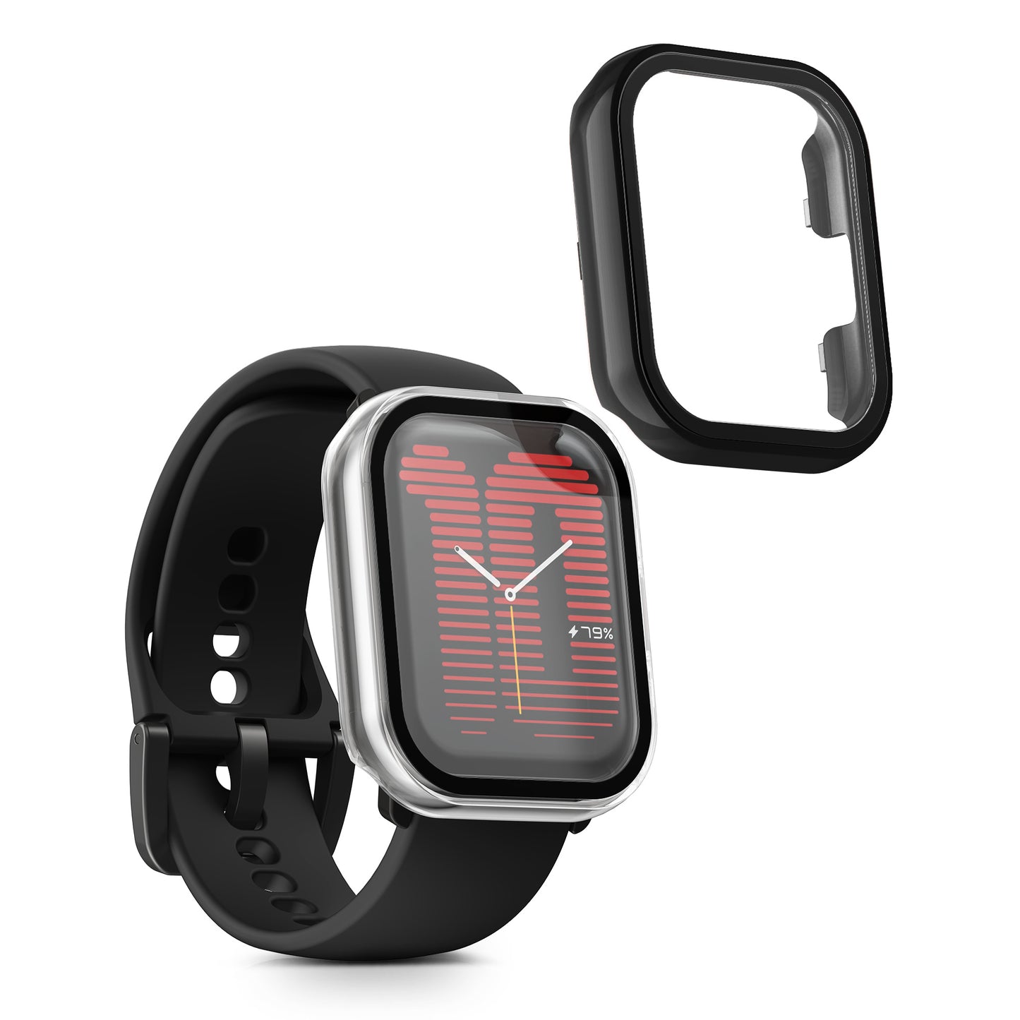 kwmobile Glas Hülle für Amazfit Active (A2211) Schutzhülle Fullbody Fitnesstracker Case Set