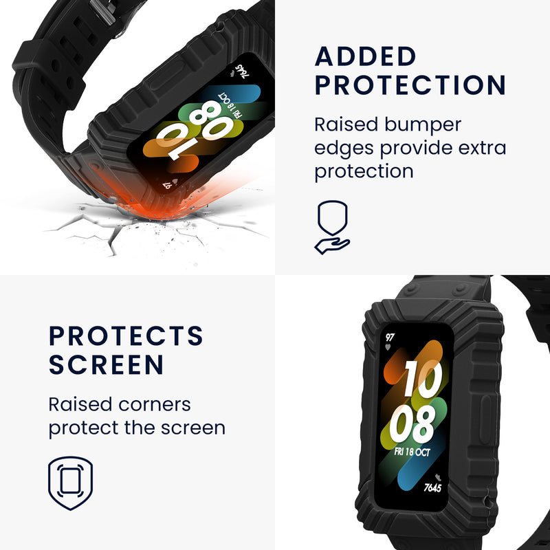 kwmobile Sportarmband kompatibel mit Huawei Band 9 / Band 8 7 6 Pro / Honor Band 7 6 mit Schutz Bumper