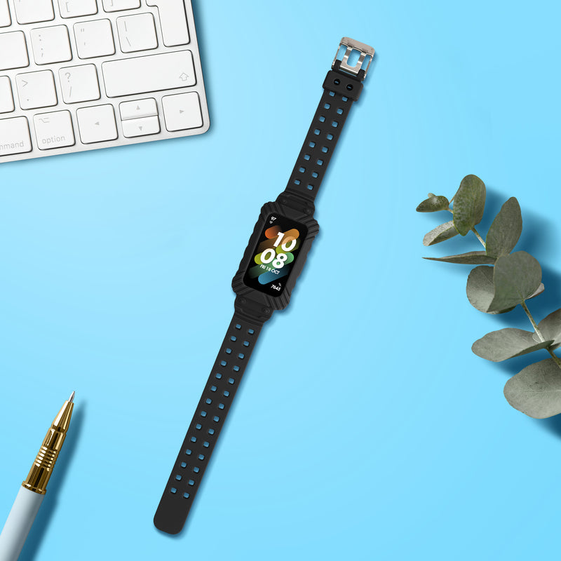kwmobile Sportarmband kompatibel mit Huawei Band 9 / Band 8 7 6 Pro / Honor Band 7 6 mit Schutz Bumper