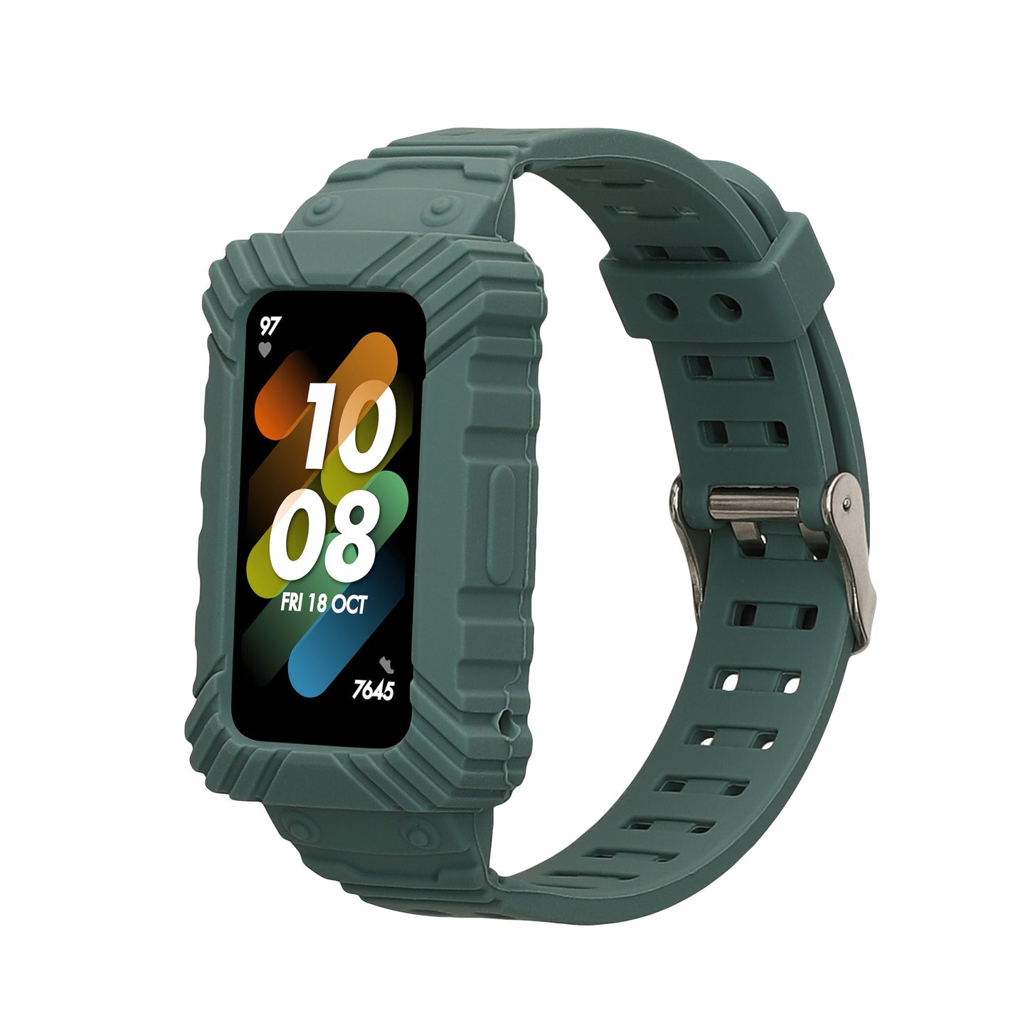 kwmobile Sportarmband kompatibel mit Huawei Band 9 / Band 8 7 6 Pro / Honor Band 7 6 - Armband TPU Silikon für Fitnesstracker - mit Schutz Bumper Grün Grün  