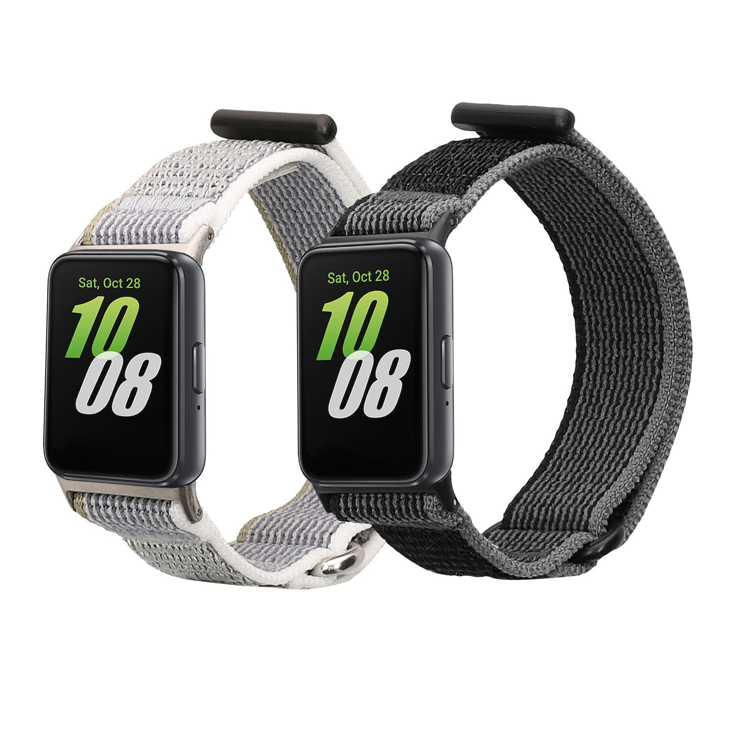 kwmobile 2x Uhrenarmband für Samsung Galaxy Fit 3 Armband - Fitnesstracker Band Set aus Nylon - Ersatzarmband Smartwatch - Schwarz Dunkelgrau Grün Schwarz  [dsg01]