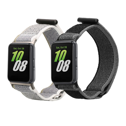 kwmobile 2x Uhrenarmband für Samsung Galaxy Fit 3 Armband - Fitnesstracker Band Set aus Nylon - Ersatzarmband Smartwatch - Schwarz Dunkelgrau Grün Schwarz  [dsg01]