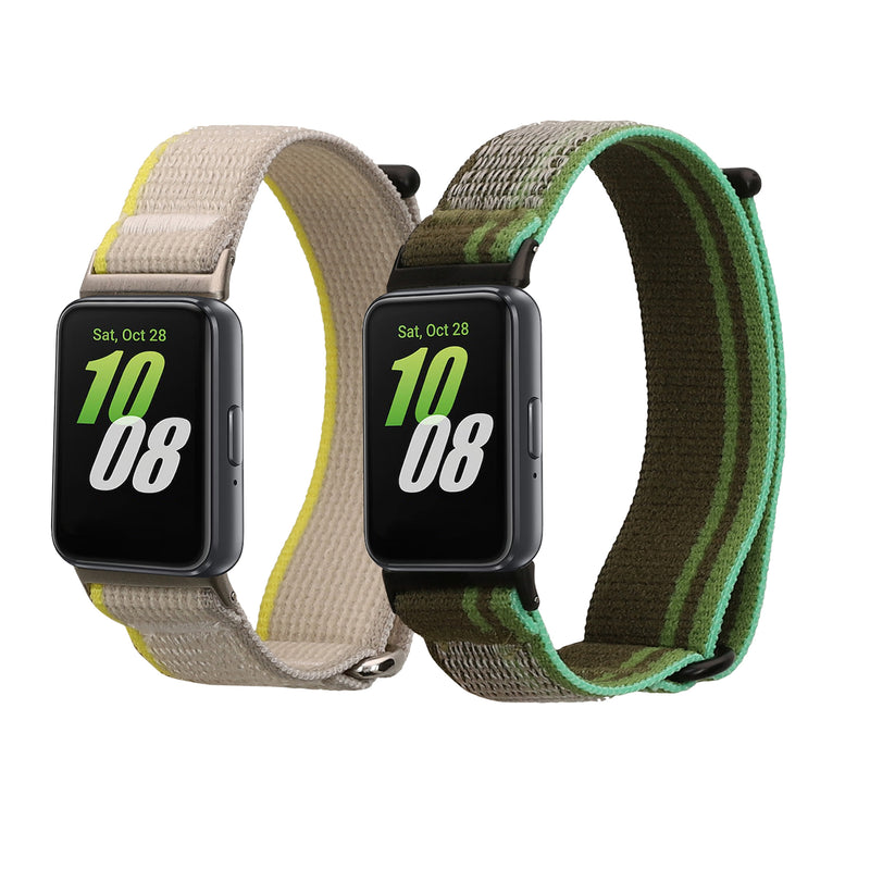 kwmobile Armband kompatibel mit Samsung Galaxy Fit 3 - Nylon Fitnesstracker Sportarmband Band in Dunkelgrün Hellgrau Grün - Innenmaße von 14 - 22 cm Dunkelgrün  [dsg03]