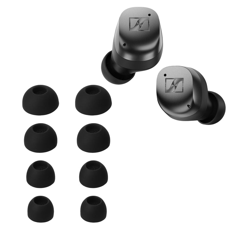 kwmobile 8x Ersatzpolster kompatibel mit Sennheiser MOMENTUM True Wireless 4 - 4 Größen - Silikon Ersatz Ohrstöpsel In-Ear Kopfhörer - Polster Schwarz  